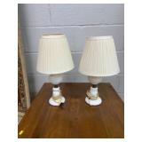 White Hobnail Milk Glass Table Lamps