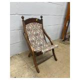 Wood Folding Chair with Tapestry Upholstery