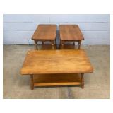 Wood Coffee Table and Two Matching End Tables