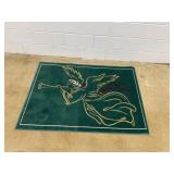 Teague Green Area Rug Angel with Trumpet Design