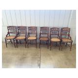 6 Wooden Ladder-Back Chairs w/ Cane Seats