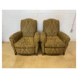 Pair Ethan Allen Feather Blend Paisley Armchairs