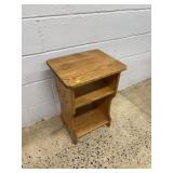 Oak Wood Side Table with Two Shelves