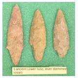 3 Ancient Lower Susq. River Spear Points
