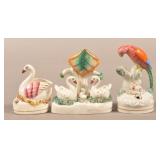 Three Staffordshire China Figural inkwells.