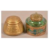 Two Art Nouveau Bronze Inkwells.