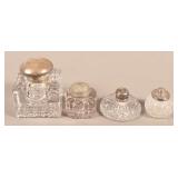 Four Various Antique Colorless Glass Inkwells.