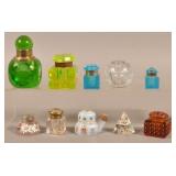 Ten Various Antique Glass Inkwells.