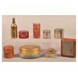 Nine Various Antique Traveling Inkwells.