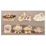 Seven Antique/Vintage Porcelain Inkwells.