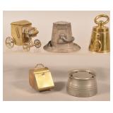 Five Various Antique Metal Inkwells.