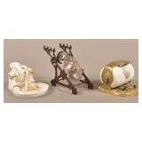 Three Antique Porcelain/Glass Inkwells.