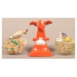 Three Antique Porcelain/Staffordshire Inkwells.