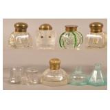 Eight Various Antique Glass Inkwells.