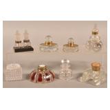 Eight Various Antique Glass Inkwells.