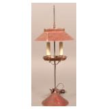 Jerry Martin 2013 Maroon Painted Tin Student Lamp.