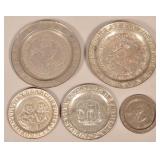 Five Antique Embossed Tin Alphabet Plates.