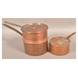 Antique Copper Double Boiler and Sauce Pan.
