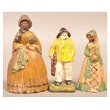 Three Painted Cast Iron Figural Doorstops.