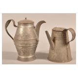 Two Various 19th Century Tin Coffee/Teapots.