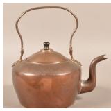 American 19th Century Copper Tea Kettle.
