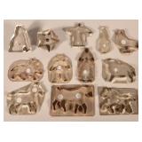 Lot of Twelve 19th Century Tin Figural Cookie Cutt