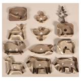 Twelve Various Antique Figural Tin Cookie Cutters.