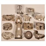 Twelve Various Antique Figural Tin Cookie Cutters.