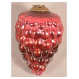 Antique German Red Glass Cluster of Grapes Kugel.