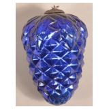 Antique German Cobalt Glass Pinecone Form Kugel.
