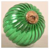 Antique German Green Glass Ribbed Ball Form Kugel.