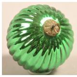 Antique German Pea Green Glass Ribbed Ball Form Ku