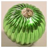 Antique German Green Glass Ribbed Ball Form Kugel.