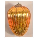 Antique German Gold Glass Ribbed Egg Form Kugel.