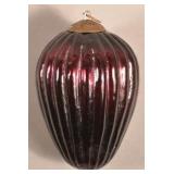 Antique German Amethyst Glass Ribbed Egg Form Kuge