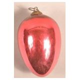 Antique German Red Glass Egg Form Kugel.
