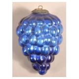 Antique German Blue Glass Cluster of Grapes Kugel.