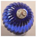 Antique German Cobalt Glass Ribbed Ball Form Kugel