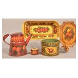 5 Pieces of Signed Peter Ompir Folk Art Painted Ti