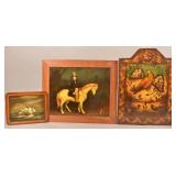 Three Signed Peter Ompir Folk Art Painted Panels.