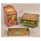 3 Pieces of Signed Peter Ompir Painted Woodenwares