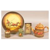 5 Pieces of Signed Peter Ompir Folk Art Painted Ti