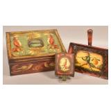 3 Pieces of Signed Peter Ompir Folk Art Painted Ti