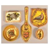 5 Pieces of Signed Peter Ompir Painted Woodenwares