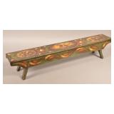 Signed Peter Ompir Folk Art Painted Stool.