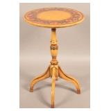 Signed Peter Ompir Folk Art Painted Candlestand.