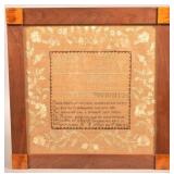 Westmoreland, NH Needlework Sampler Dated 1818.