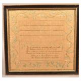 1828 Needlework Verse Sampler.
