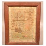 Eliz Clayton 1783 Pictorial Needlework Sampler.