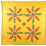 Antique Pin-Wheel Pattern Applique Quilt.